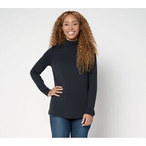 Maya J Women's Top Sz XS TripleLuxe Micro Rib Mock Neck Black A703637